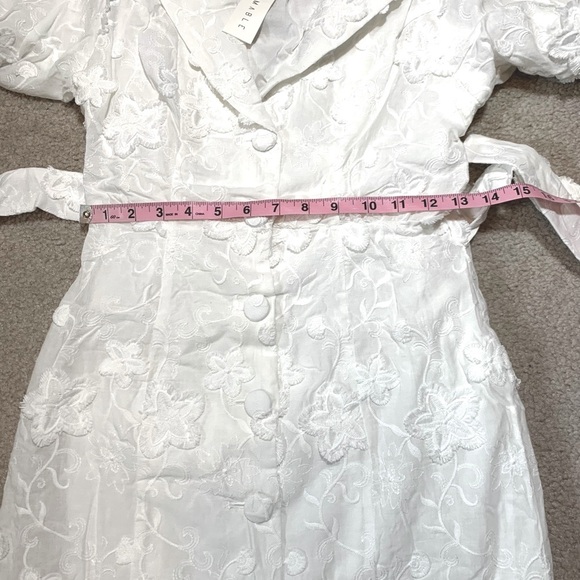 NWT Mable May Textured Embroidered Button Down White Dress Women XS to Small - Picture 11 of 13